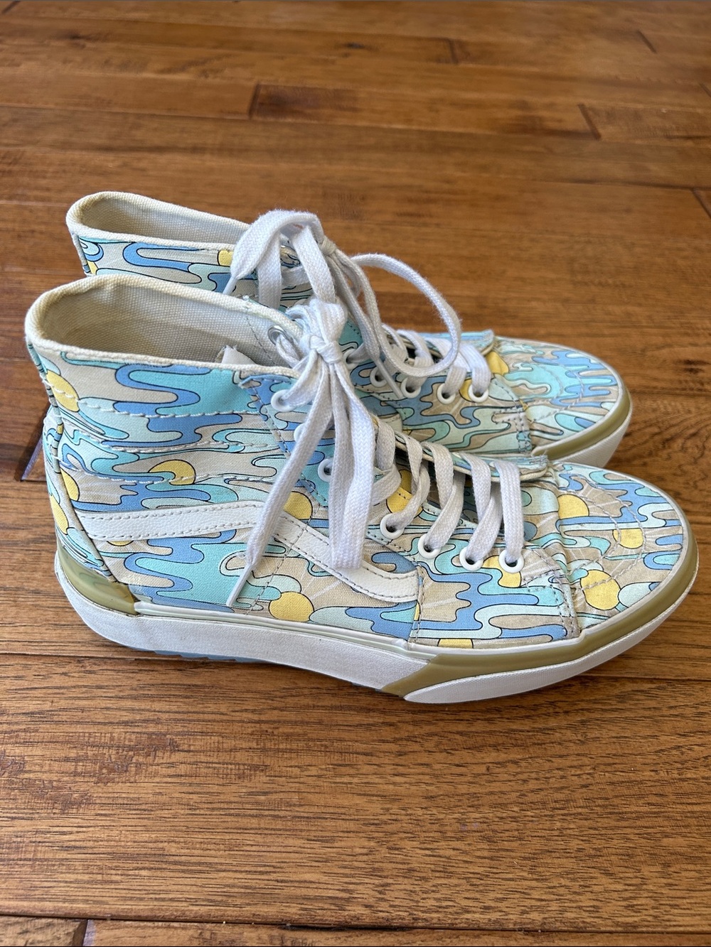 Vans Sk8-Hi Tapered Stacked Platform Sneakers UV Ink Sunwaves Canvas Size 9